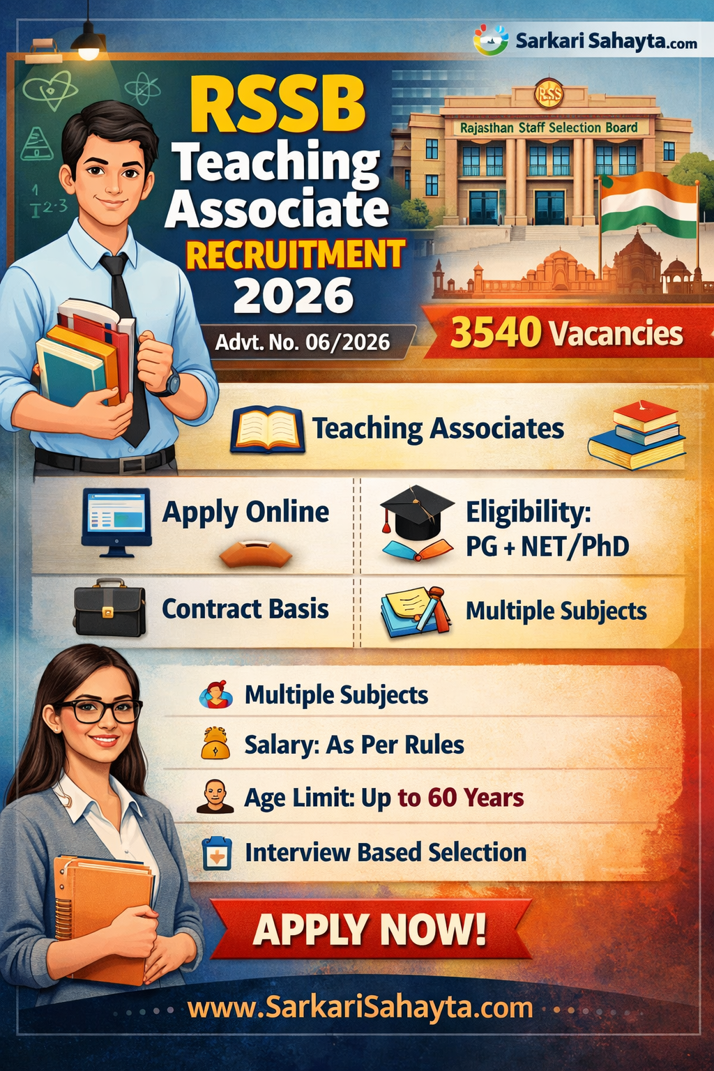  RSSB Teaching Associate Recruitment 2026  Advt No 062026 