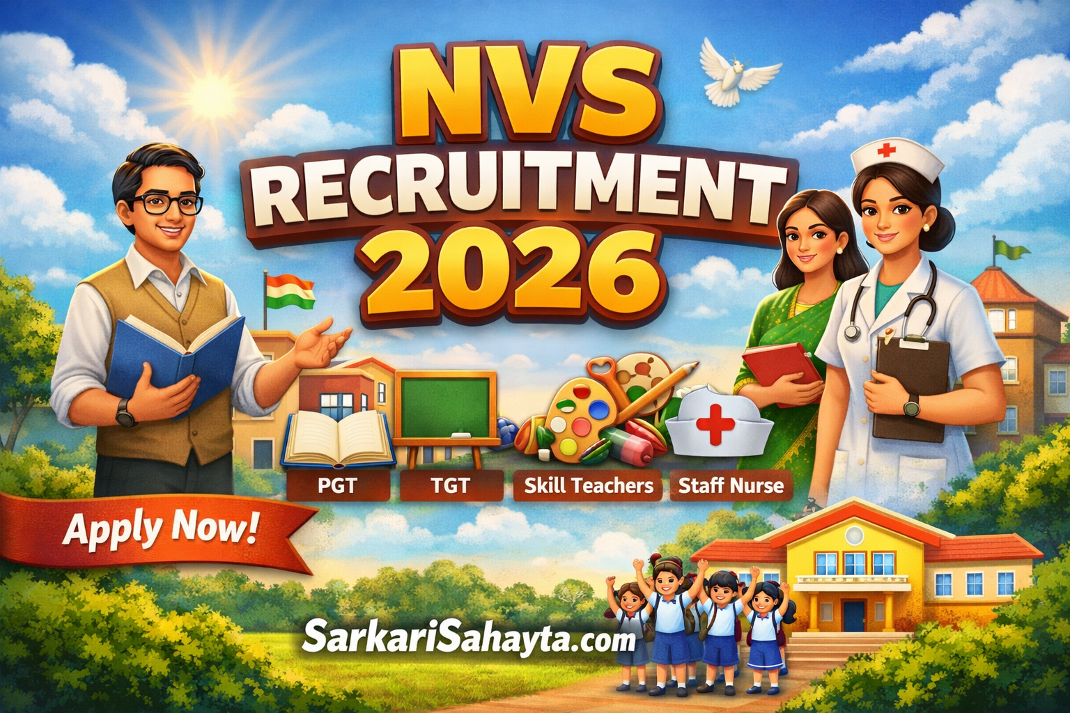 🏫 Navodaya Vidyalaya Samiti Recruitment 2026 – Apply Online for PGT, TGT, Skill Teachers & Female Staff Nurse