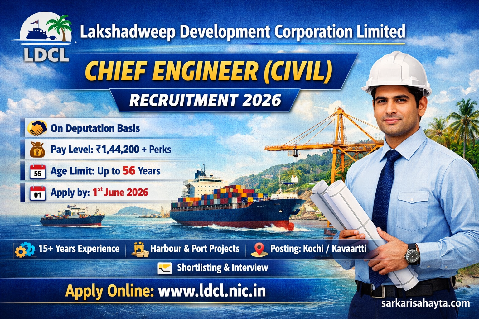 🏗️ Lakshadweep Development Corporation Limited Recruitment 2026 – Chief Engineer (Civil) (On Deputation)