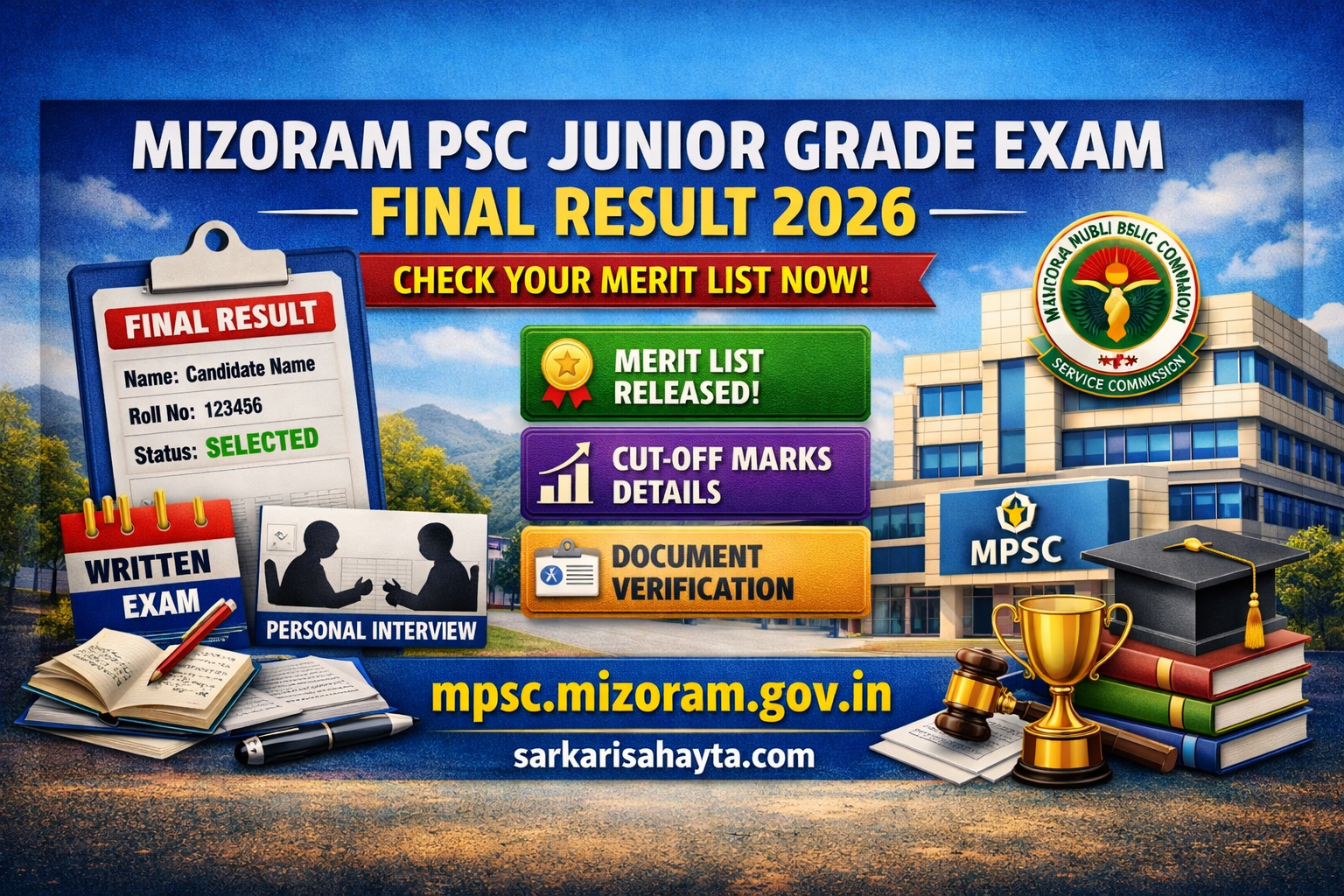 🏆 Mizoram PSC Junior Grade Exam Final Result 2026 – Check Your Merit List Now! 🎓