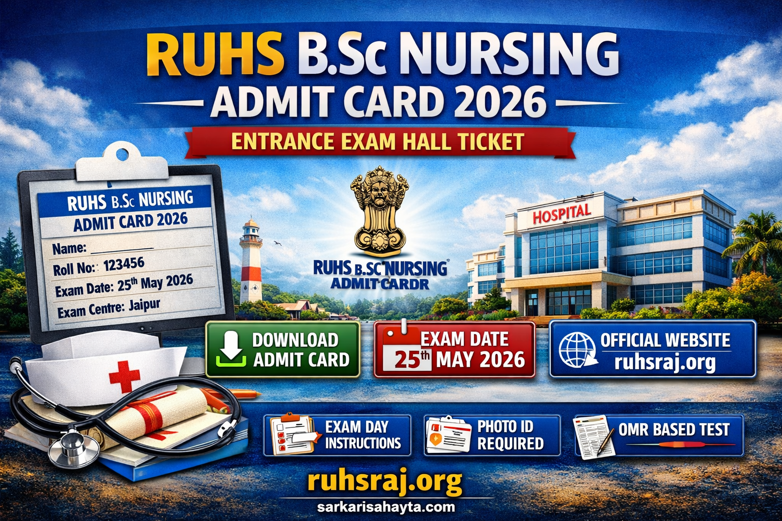 🎓 RUHS B.Sc Nursing Admit Card 2026 Out – Download Entrance Exam Hall Ticket Now! 🏥
