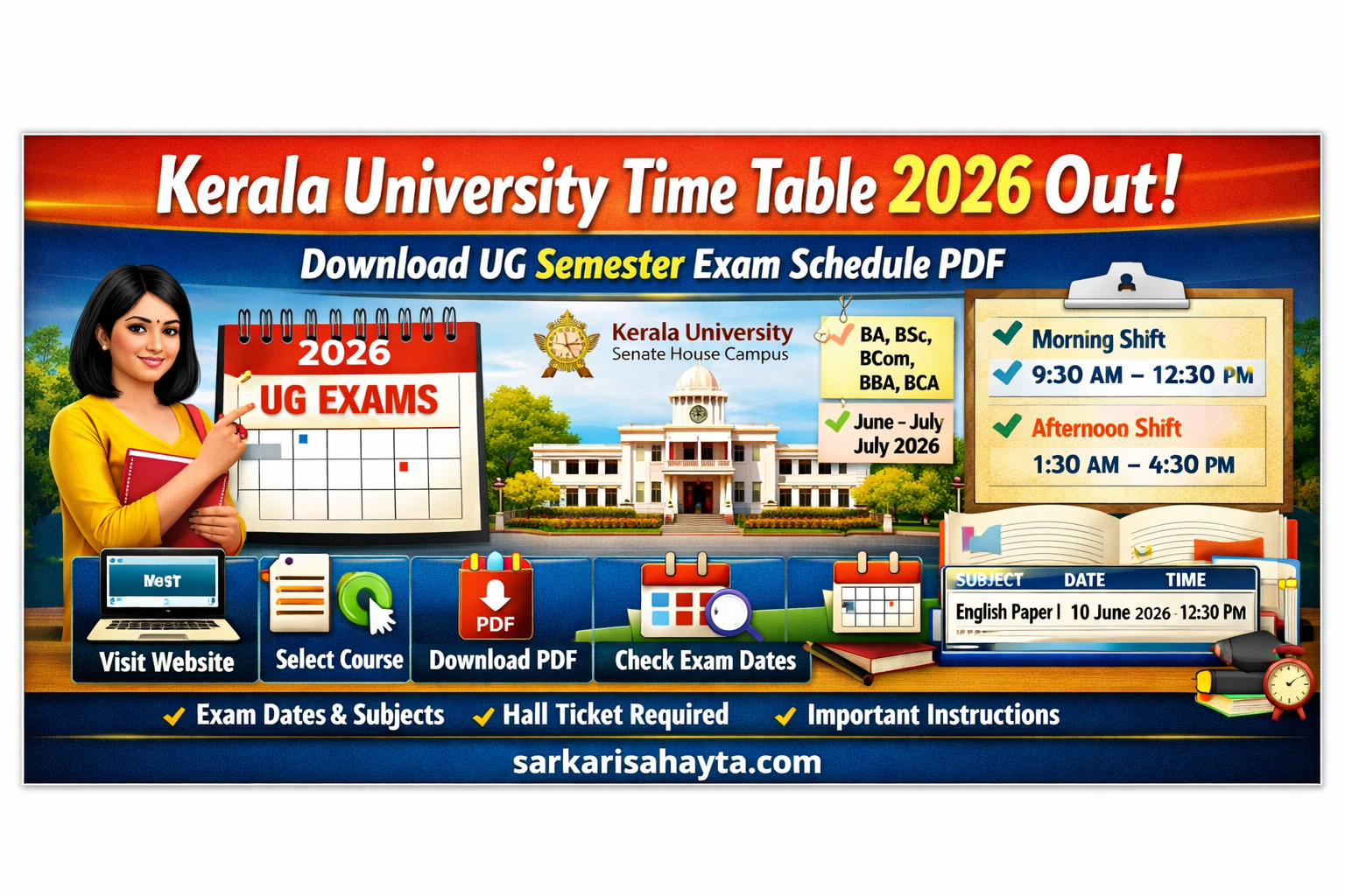 📅 Kerala University Time Table 2026 Out – Download UG Semester Exam Schedule
