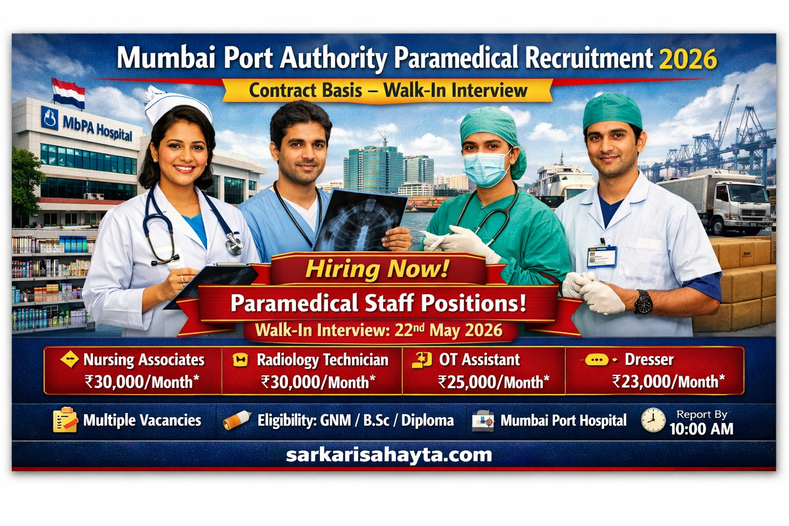 🏥 Mumbai Port Authority Recruitment 2026 – Paramedical Staff (Contract Basis)
