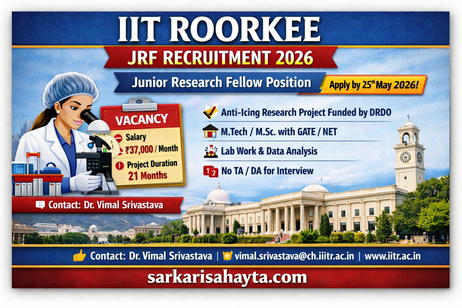 🏗️ IIT Roorkee Junior Research Fellow (JRF) Recruitment 2026 – Department of Chemical Engineering