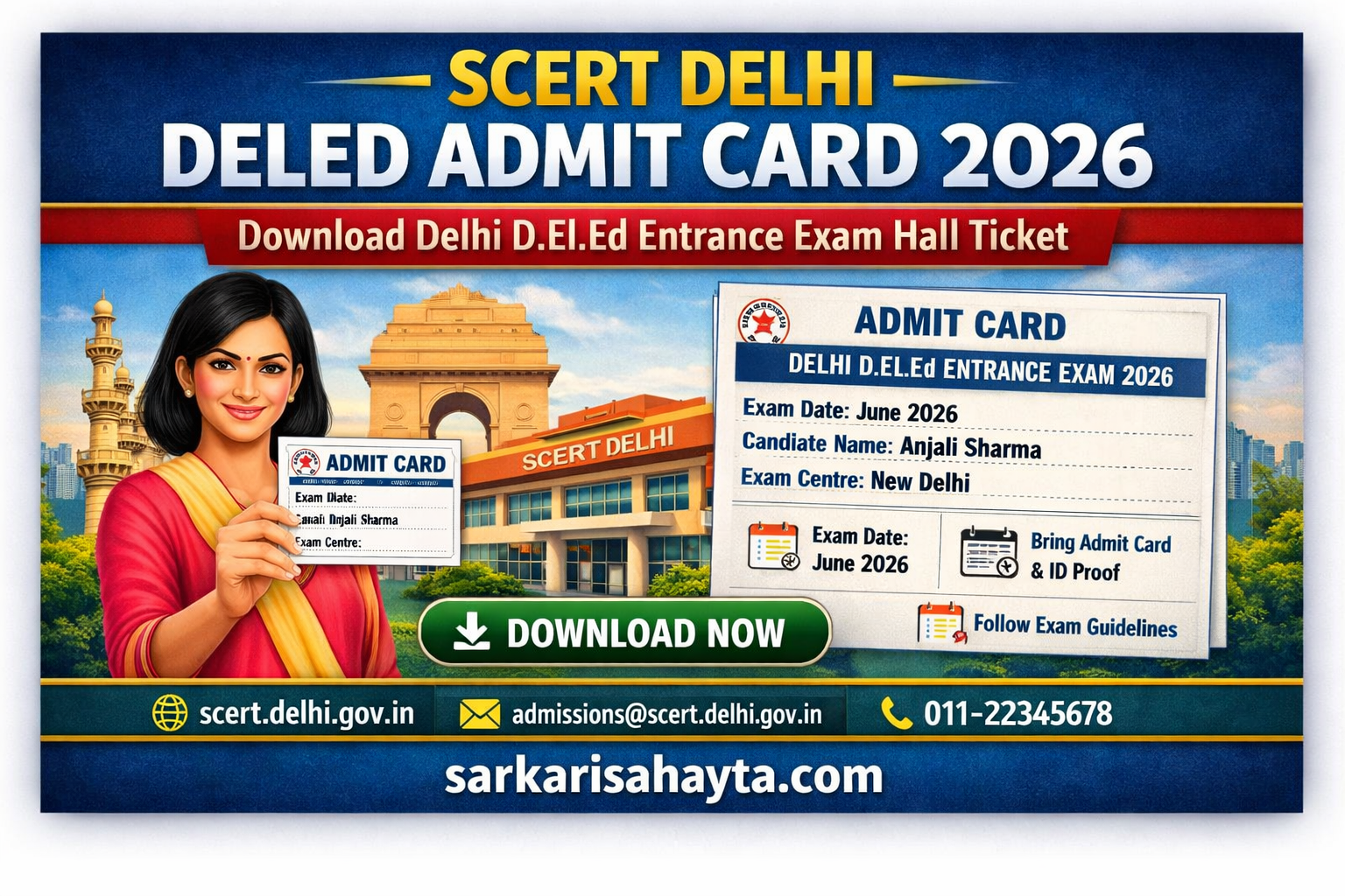 SCERT Delhi DELED Admit Card 2026