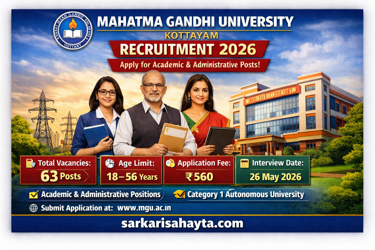 Mahatma Gandhi University Recruitment 2026 Apply