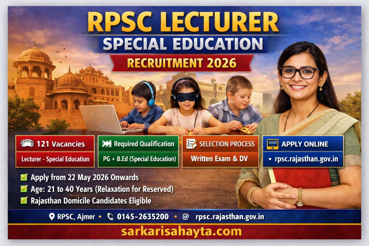 🎓 RPSC Lecturer (Special Education) Recruitment 2026 – Apply Online for 121 Posts