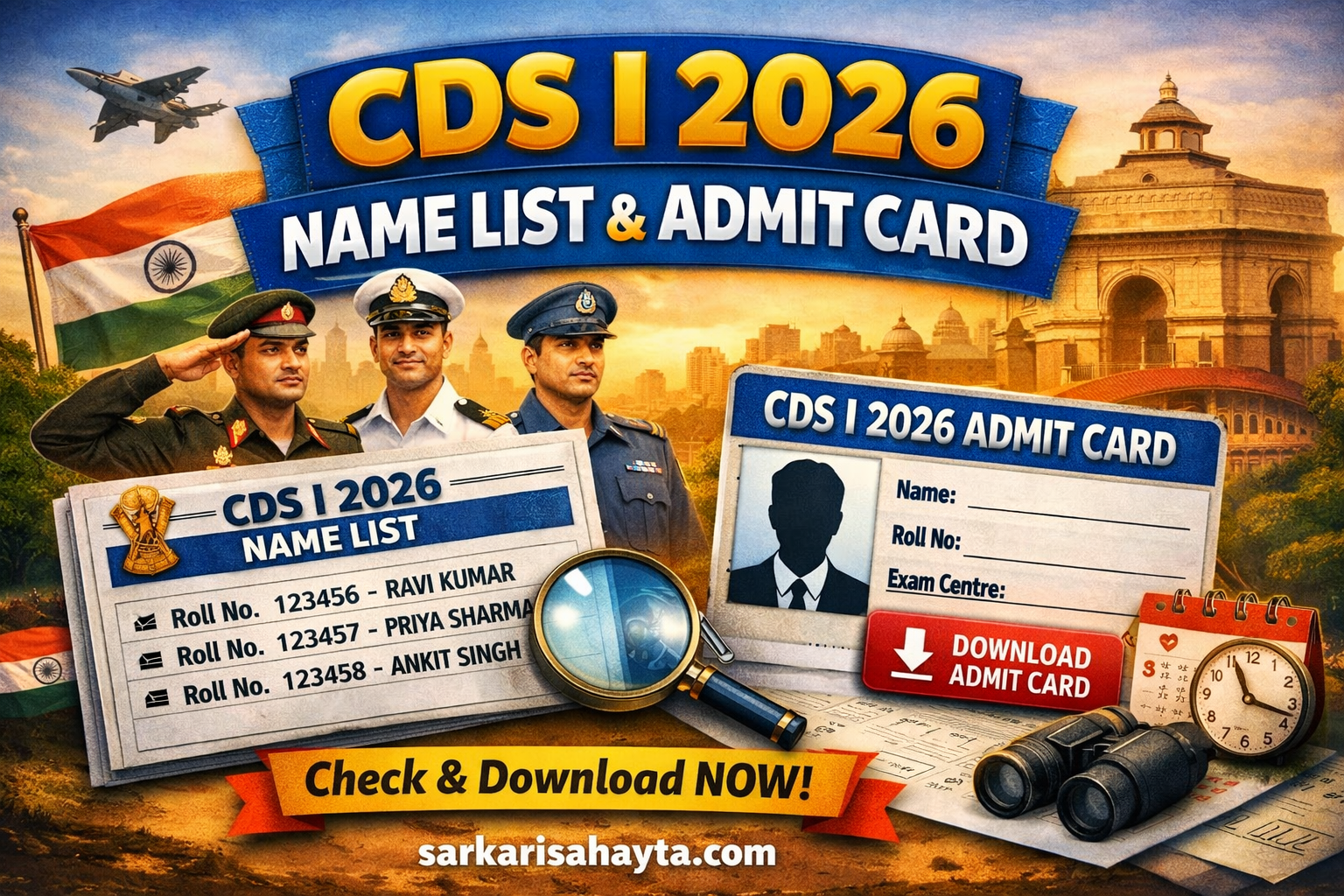 🎖️ CDS I 2026 Name List & Admit Card – Download and Check Your Roll Number