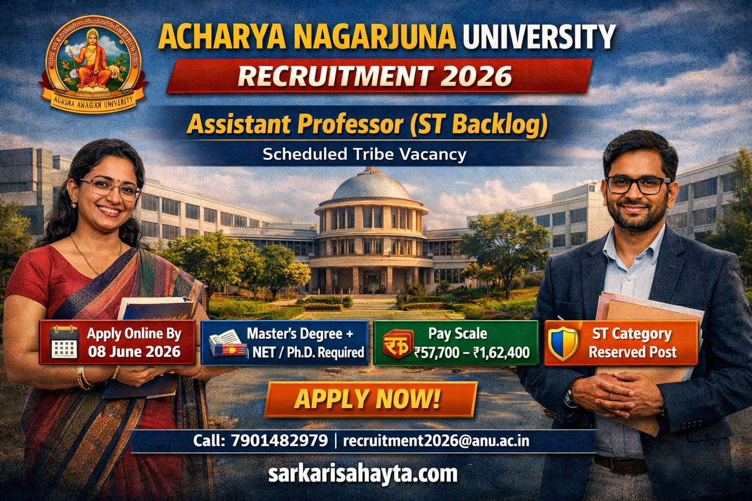 🎓 Acharya Nagarjuna University Assistant Professor Recruitment 2026 – ST Backlog Vacancy