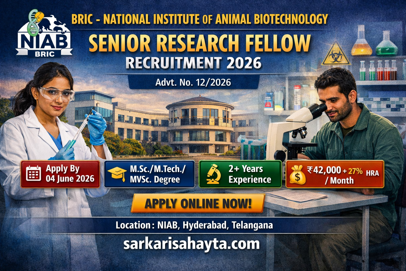 🧬 BRIC‑NIAB Senior Research Fellow Recruitment 2026 – Apply Online!