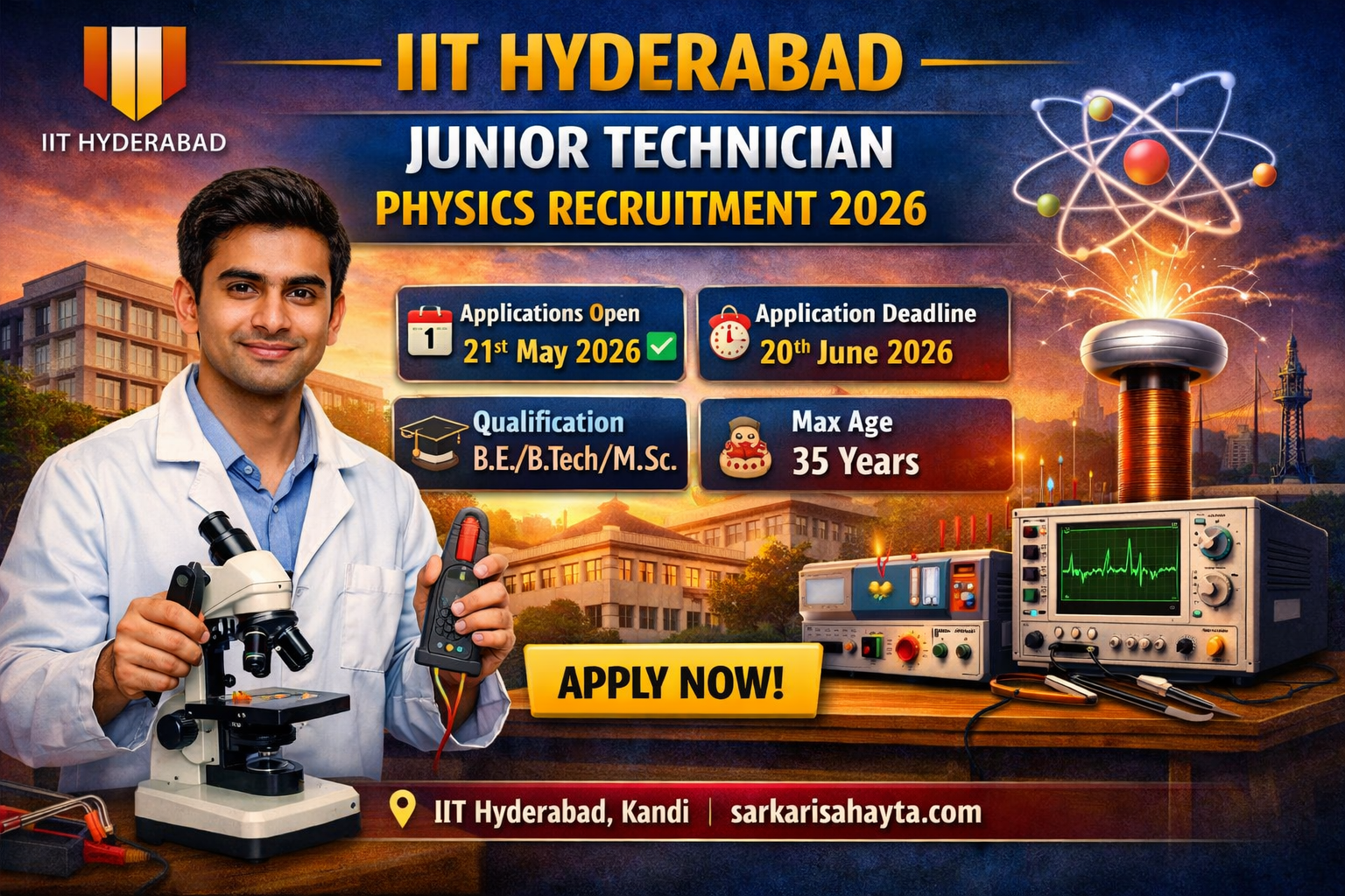 🔬 IIT Hyderabad Junior Technician (Physics) Recruitment 2026 – Apply Online!