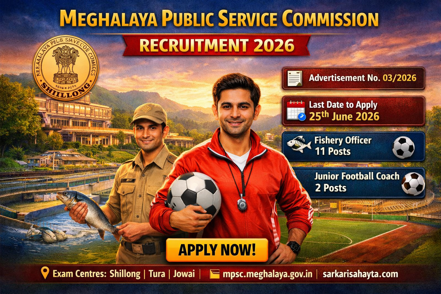 🏛️ Meghalaya Public Service Commission Recruitment 2026 – Apply Online for Fishery Officer & Junior Football Coach!