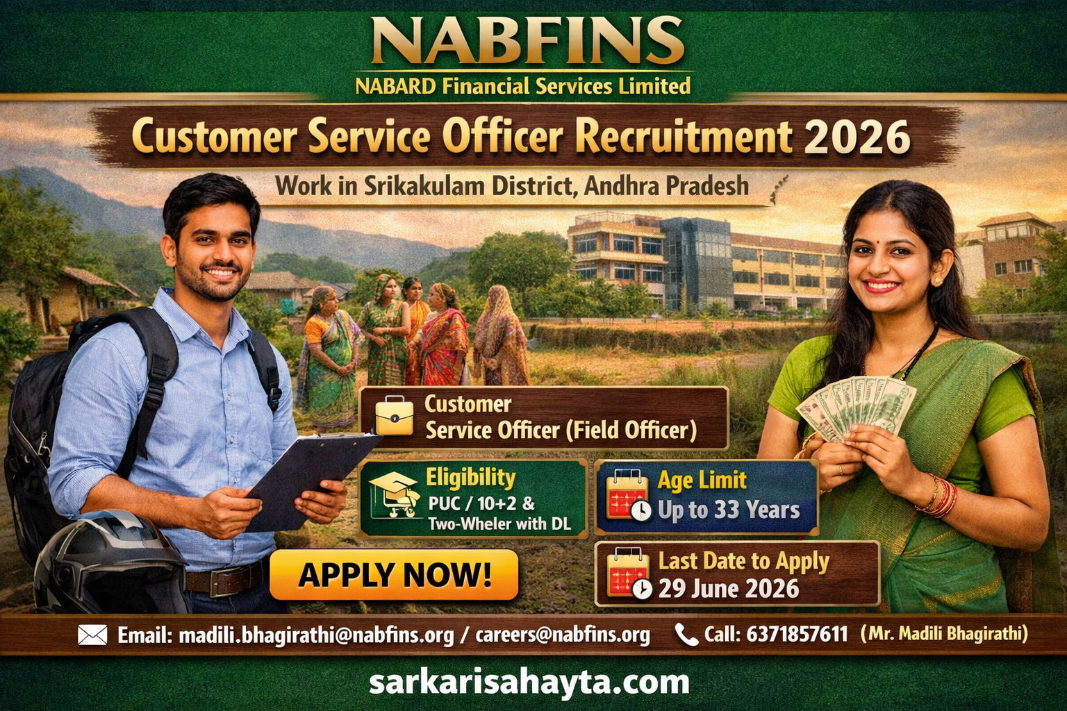 💼 NABFINS Recruitment 2026 – Apply for Customer Service Officer (Field Officer) in Andhra Pradesh!