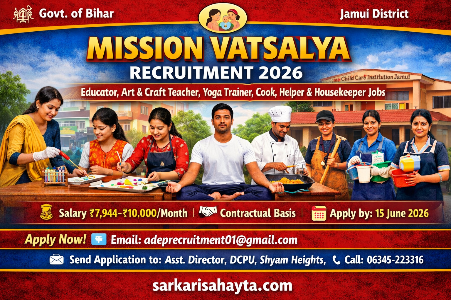 Bihar Mission Vatsalya Recruitment 2026 in Jamui District