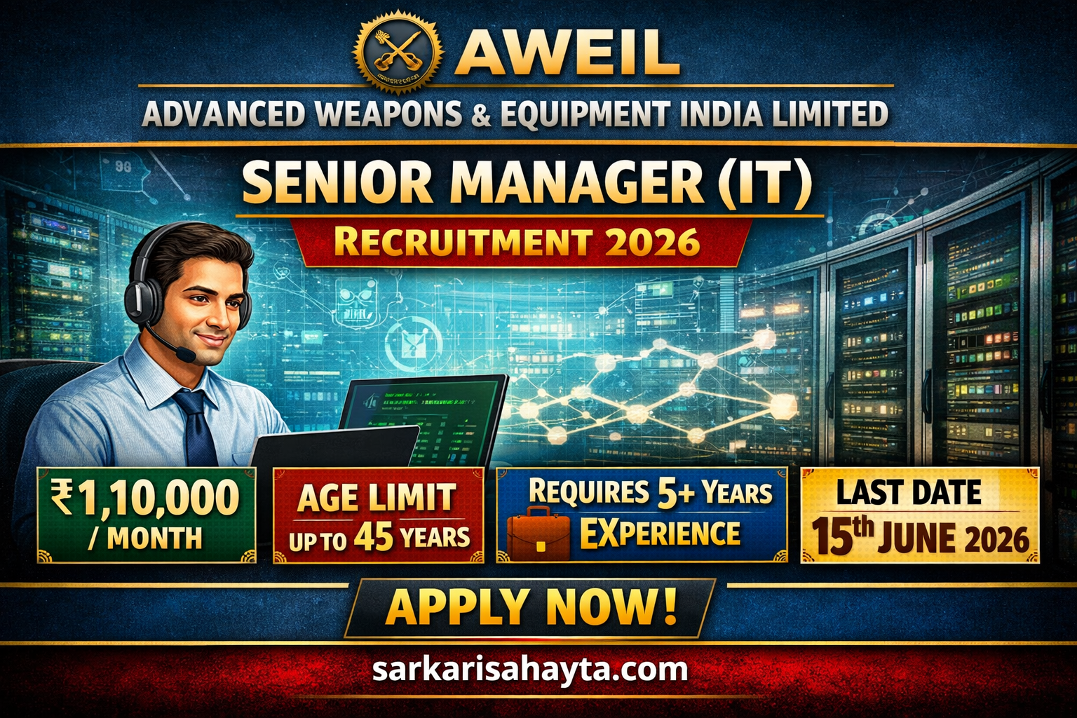 💻 Advanced Weapons & Equipment India Limited (AWEIL) Recruitment 2026 – Apply for Senior Manager (IT) Post