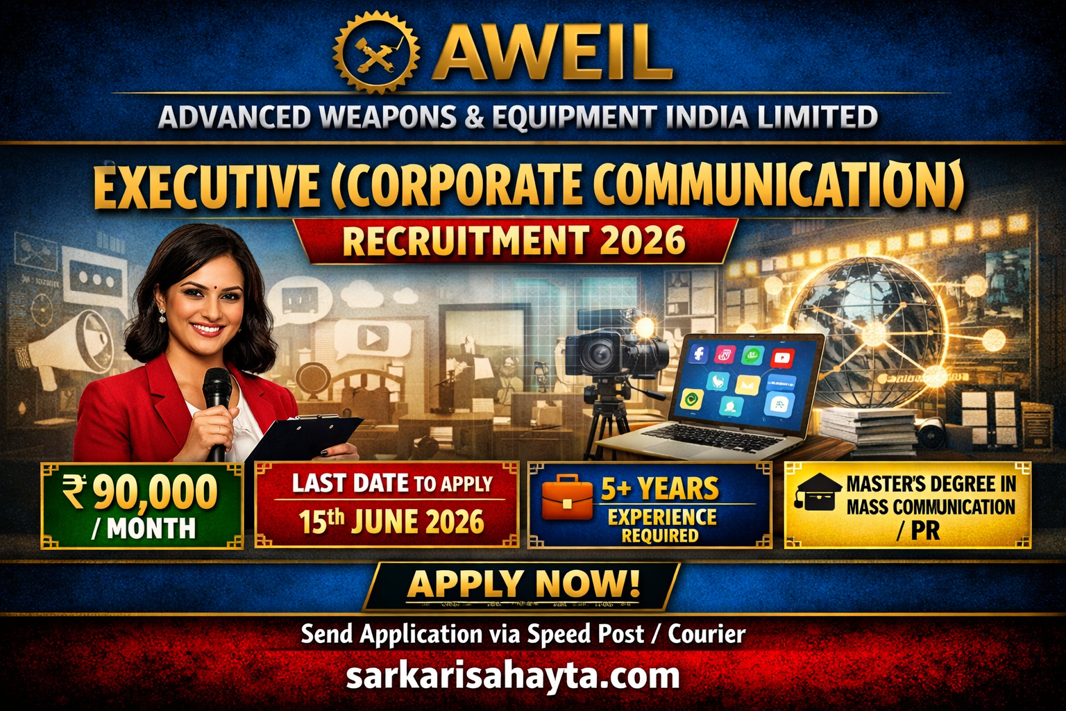 📢 Advanced Weapons & Equipment India Limited (AWEIL) Recruitment 2026 – Apply for Executive (Corporate Communication) Post
