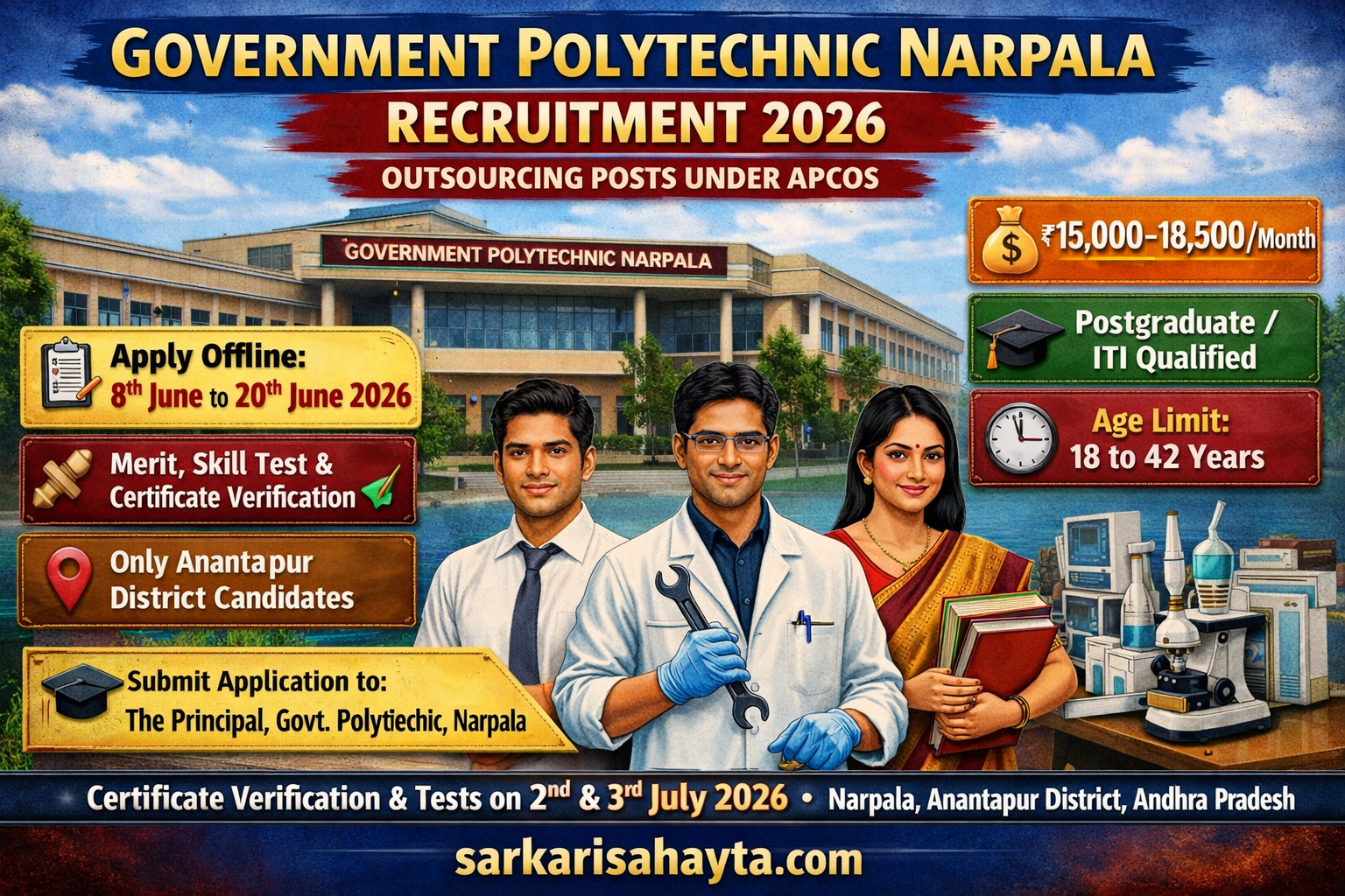 Government Polytechnic Narpala Recruitment 2026 – Apply for Outsourcing Posts under APCOS