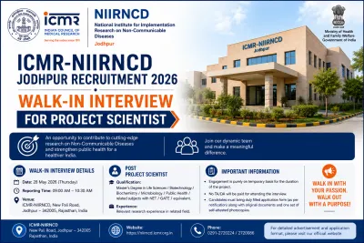 ICMR-NIIRNCD Jodhpur Recruitment 2026 – Walk-in Interview for Project Scientist