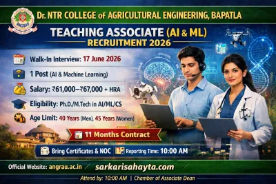 Angrau Teaching Associate Recruitment 2026 Walkin