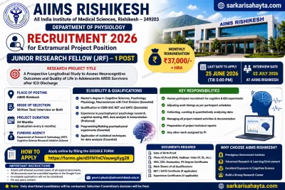 🧠 AIIMS Rishikesh Recruitment 2026 for Junior Research Fellow Post