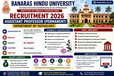🧪 BHU Assistant Professor Recruitment 2026 – Apply for Department of Pathology Faculty Posts