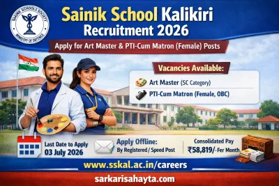 Sainik School Kalikiri Recruitment 2026 – Apply for Art Master & PTI‑Cum Matron (Female) Posts