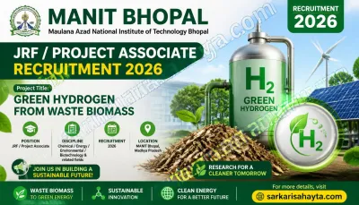 MANIT Bhopal JRF / Project Associate Recruitment 2026 — Green Hydrogen from Waste Biomass