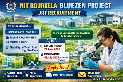 NIT Rourkela JRF Recruitment 2026: Apply for BLUEZEN Project (Stipend ₹37,000)