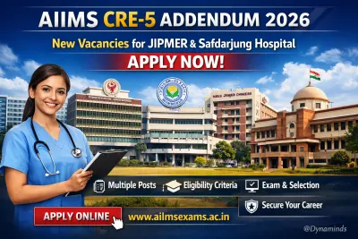 AIIMS CRE-5 Addendum 2026: New Vacancies for JIPMER & Safdarjung Hospital – Apply Now