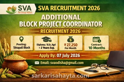 SVA Recruitment 2026 – Apply for Additional Block Project Coordinator under Shree Anna Abhiyan