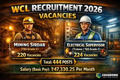 WCL Recruitment 2026 – 444 Vacancies for Mining Sirdar & Electrical Supervisor