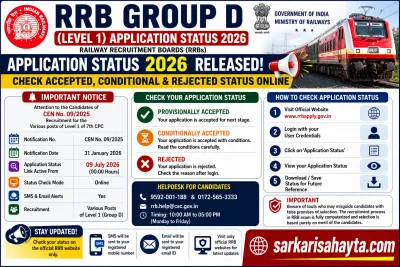🚆 RRB Group D (Level 1) Application Status 2026 Released – Check Accepted, Conditional & Rejected Status Online