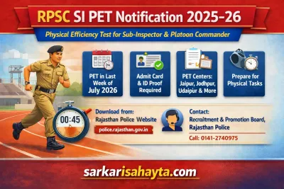 RPSC SI & Platoon Commander Recruitment 2025–26 – Physical Efficiency Test (PET) Schedule Announced by Rajasthan Police