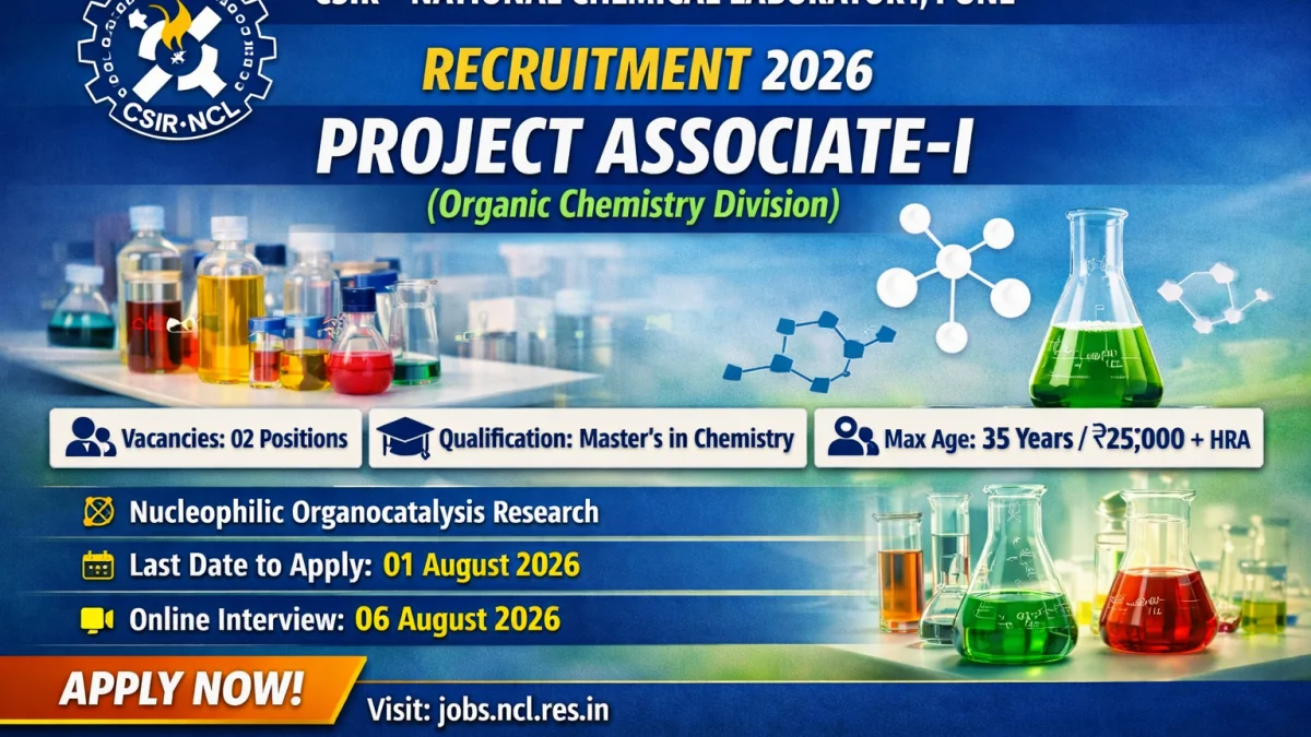 CSIR‑NCL Recruitment 2026 – Apply Online for Project Associate‑I (Organic Chemistry)