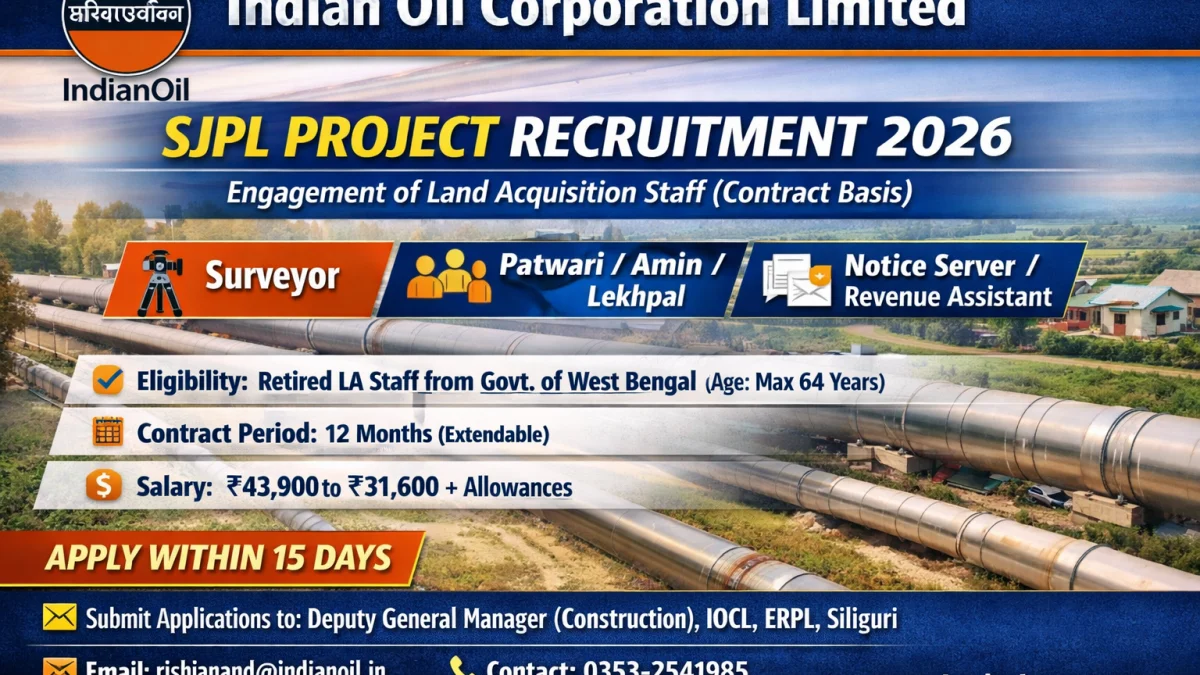IOCL Recruitment 2026 – Expression of Interest for Land Acquisition Staff (SJPL Project)