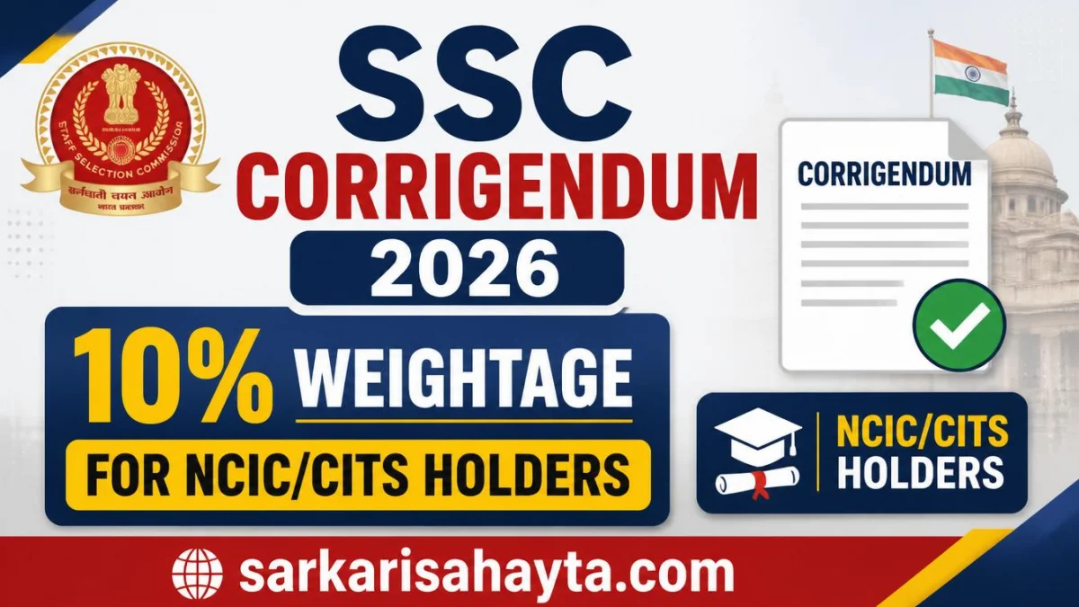 SSC Corrigendum 2026 – 10% Weightage for NCIC/CITS Holders