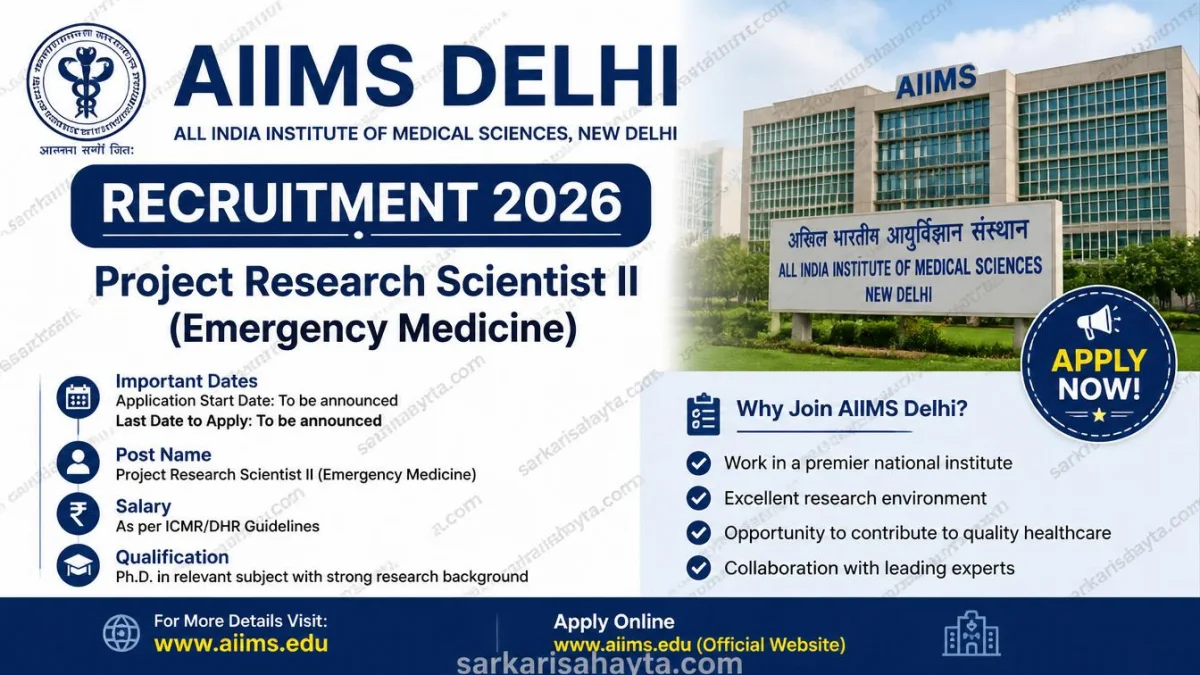 AIIMS Delhi Recruitment 2026 – Project Research Scientist II (Emergency Medicine)
