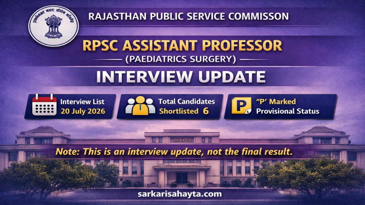 RPSC Assistant Professor (Paediatrics Surgery) Exam 2024 – Interview List Released