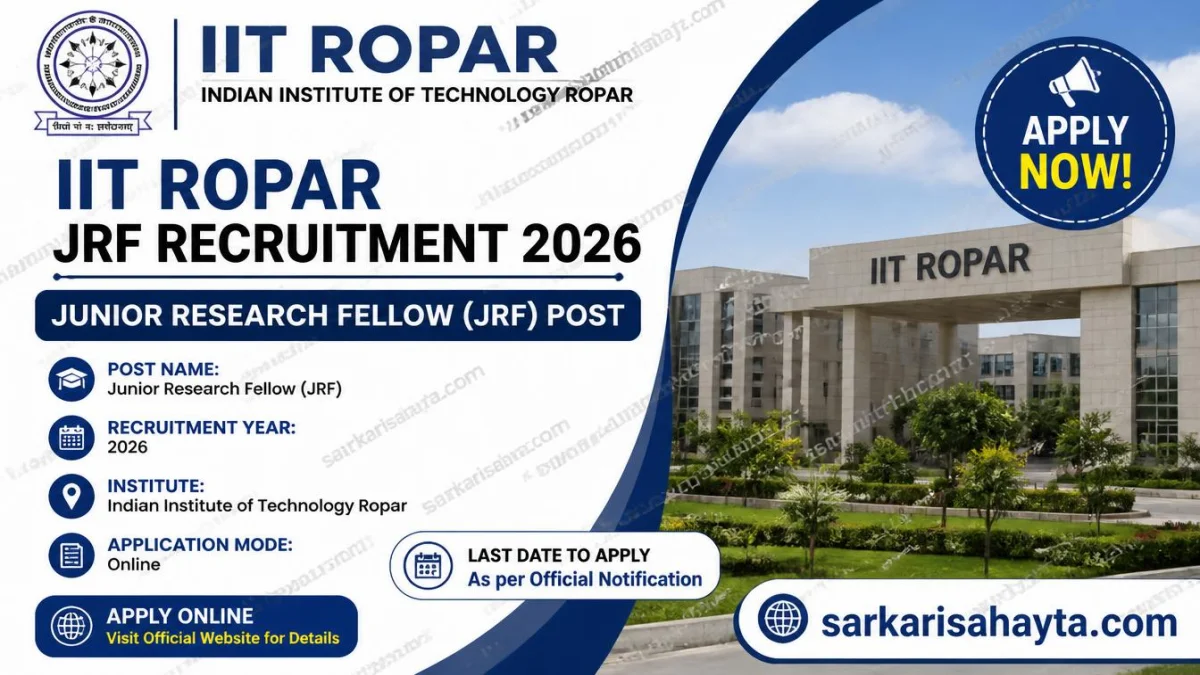 IIT Ropar JRF Recruitment 2026 – Apply for Junior Research Fellow Post