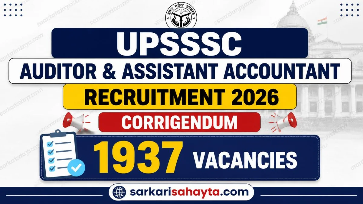 UPSSSC Auditor & Assistant Accountant Recruitment 2026 – Corrigendum, 1937 Vacancies