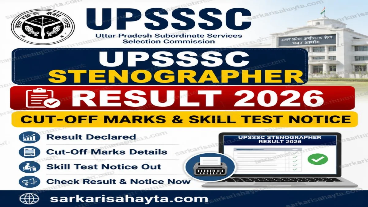UPSSSC Stenographer Result 2026 – Cut‑Off Marks & Skill Test Notice