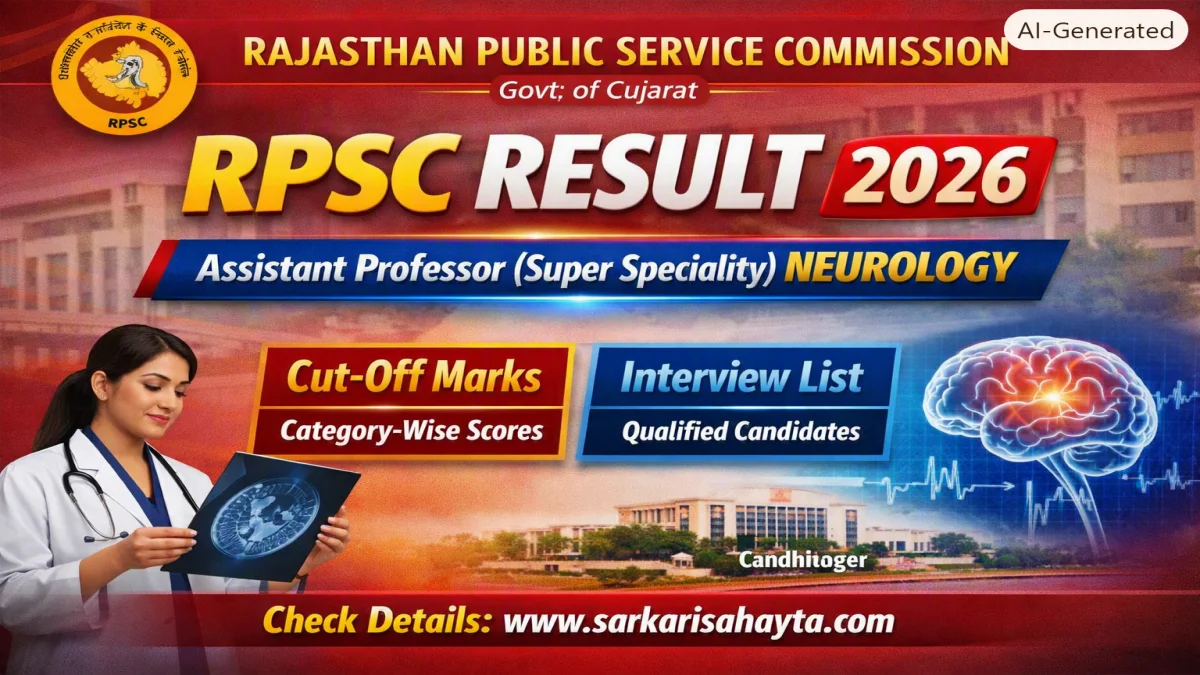 RPSC Result 2026 – Assistant Professor (Super Speciality Neurology) Cut Off & Interview List