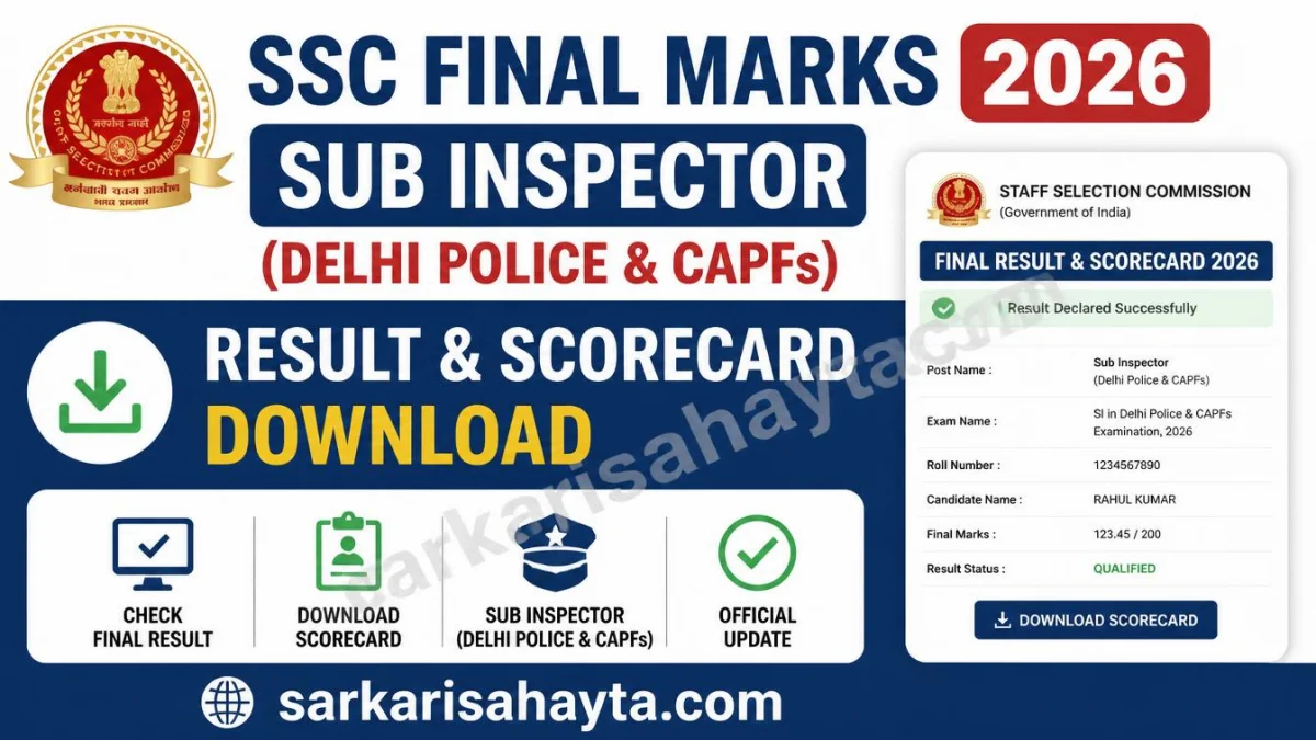 SSC Final Marks 2026 – Sub Inspector (Delhi Police & CAPFs) Result & Scorecard Download