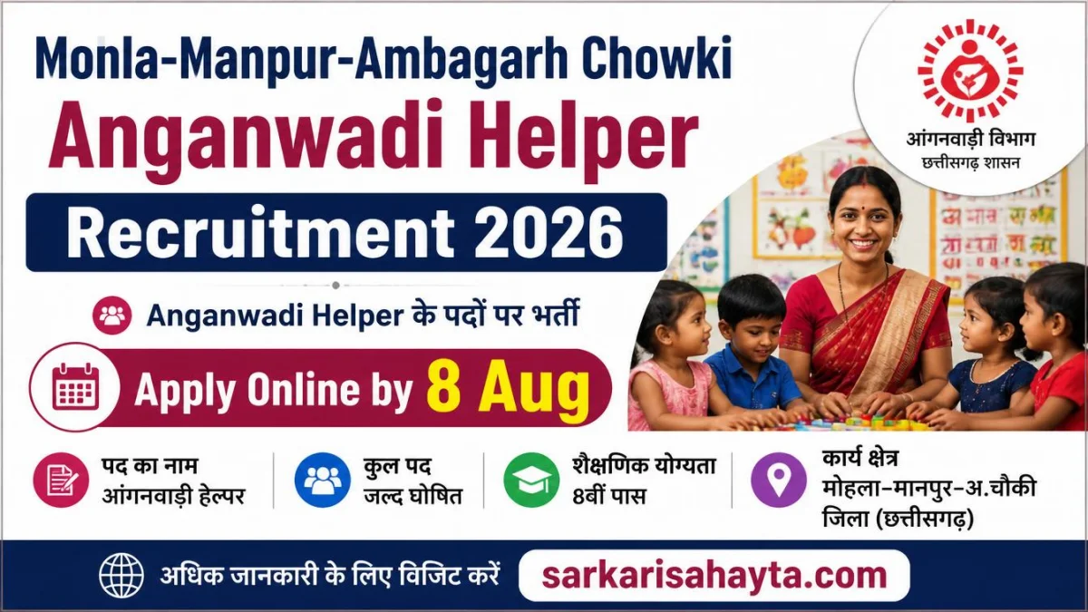 Mohla‑Manpur‑Ambagarh Chowki Anganwadi Helper Recruitment 2026 – Apply Online by 8 Aug