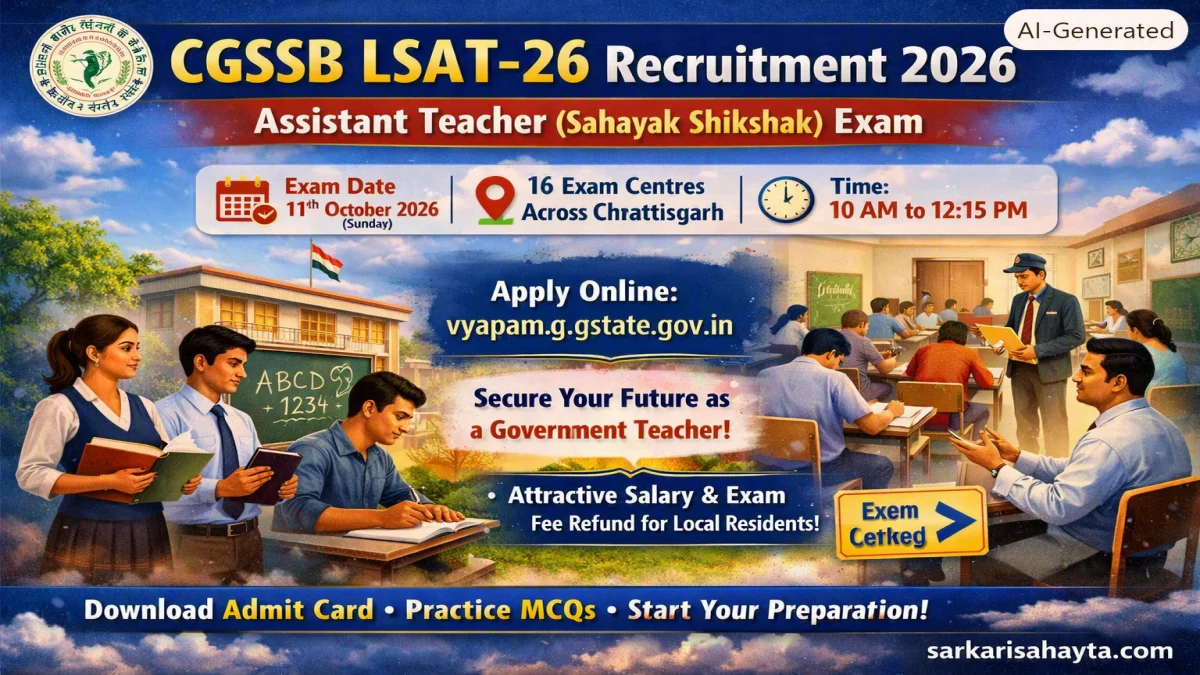 📚 CGSSB LSAT‑26 Recruitment 2026 – Assistant Teacher Online Application & Exam Details 🏫