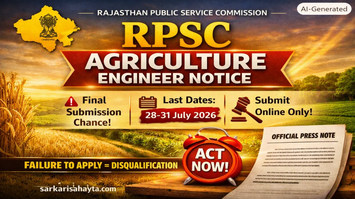 RPSC Assistant Agriculture Engineer Recruitment 2025 – Final Online Application Opportunity & Important Instructions