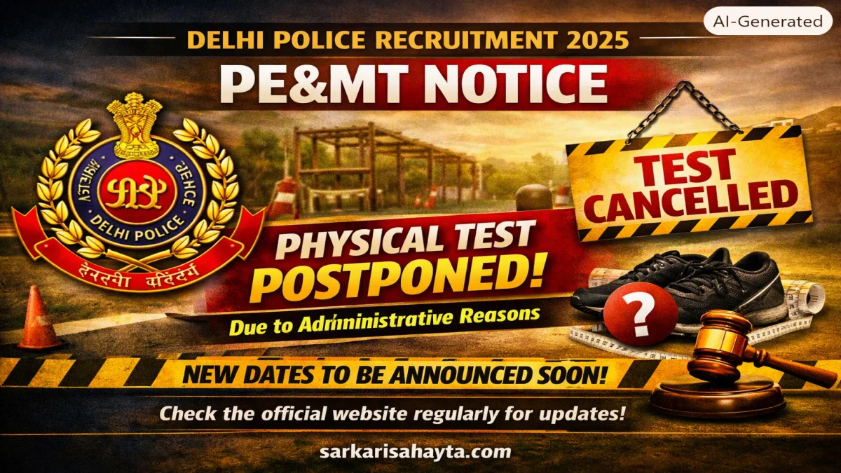 Delhi Police Recruitment 2025 – Physical Endurance & Measurement Test (PE&MT) Postponed Due to Administrative Reasons