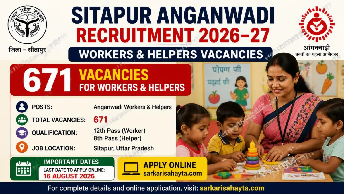Sitapur Anganwadi Recruitment 2026–27 – 671 Vacancies for Workers & Helpers, Apply Online by 16 August