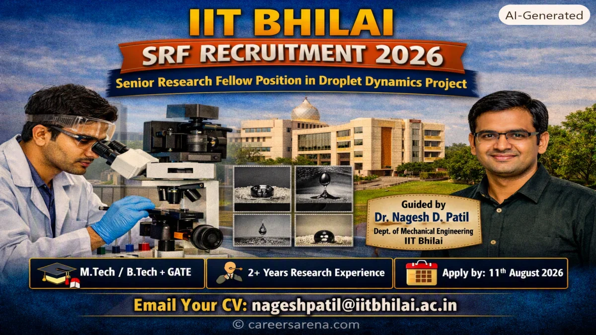 IIT Bhilai SRF Recruitment 2026 – Apply for Senior Research Fellow in Droplet Dynamics Project