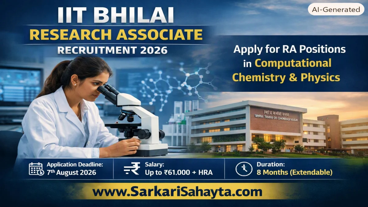 IIT Bhilai Research Associate Recruitment 2026 – Apply Now for RA Positions in Computational Chemistry & Physics